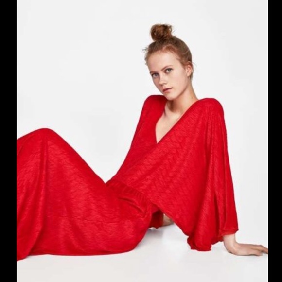 Zara Dresses & Skirts - Zara Red Kimono Sleeve Maxi Dress Size Medium
